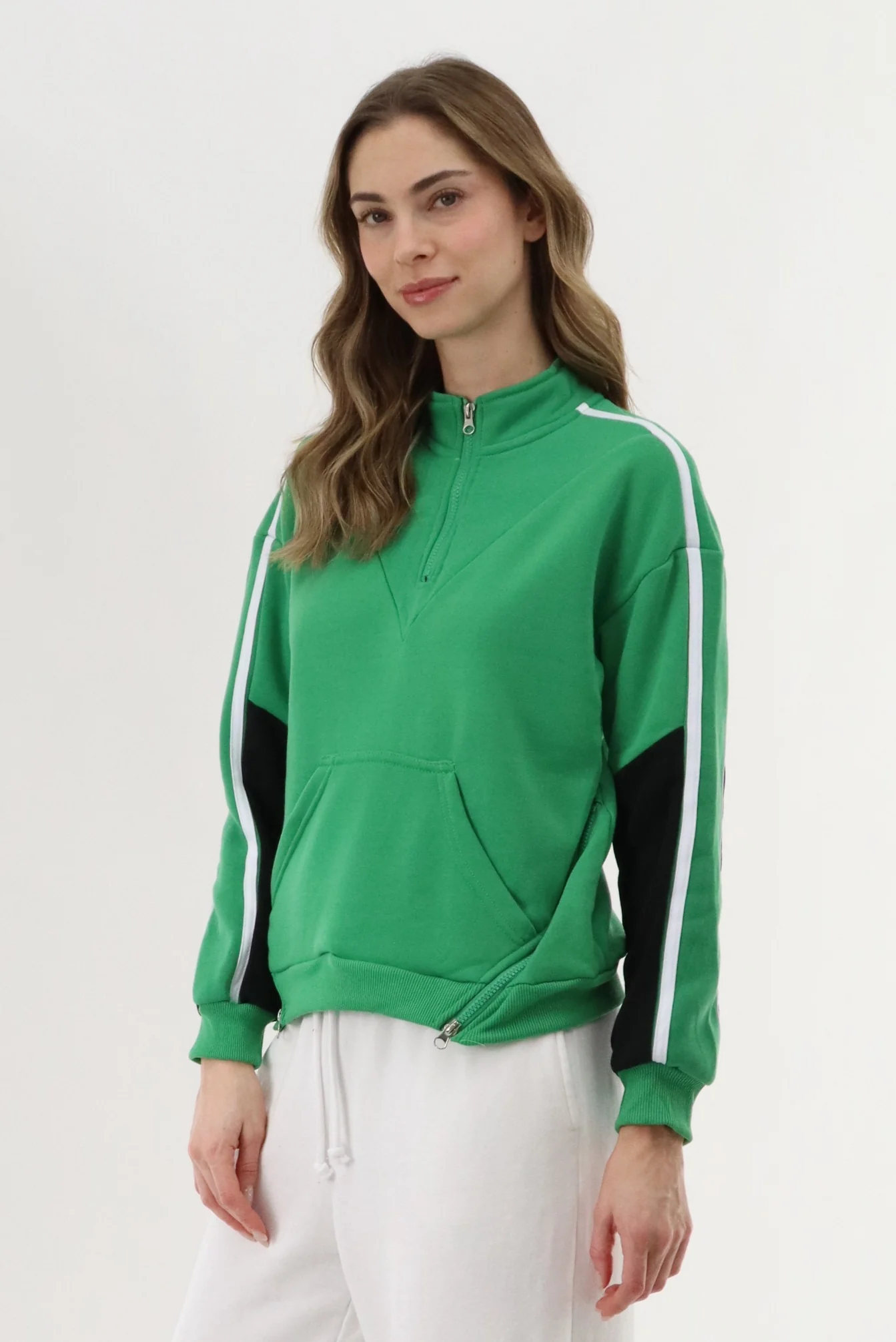 Fleece Pullover Sweater - Green - Image 2