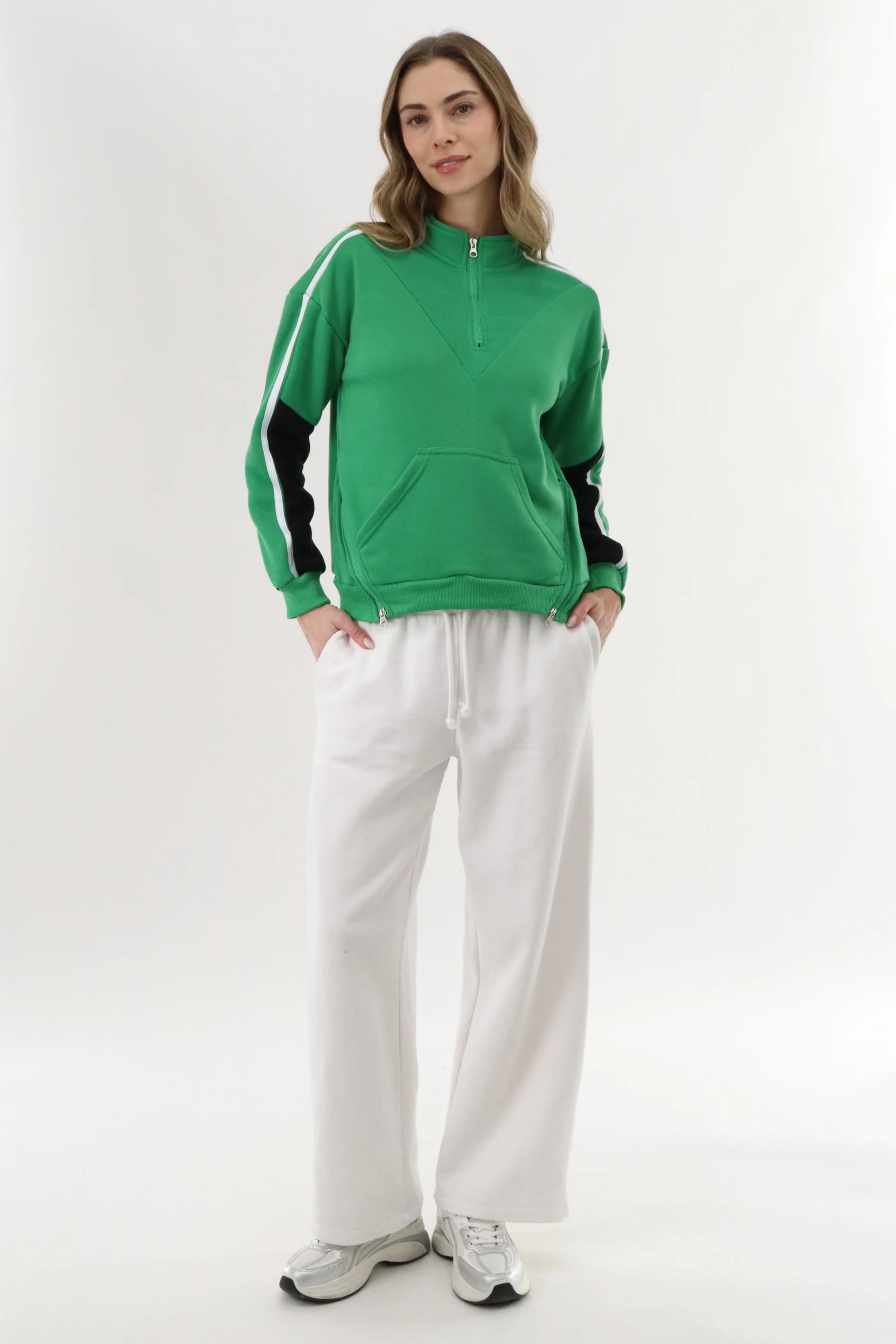 Fleece Pullover Sweater - Green - Image 5