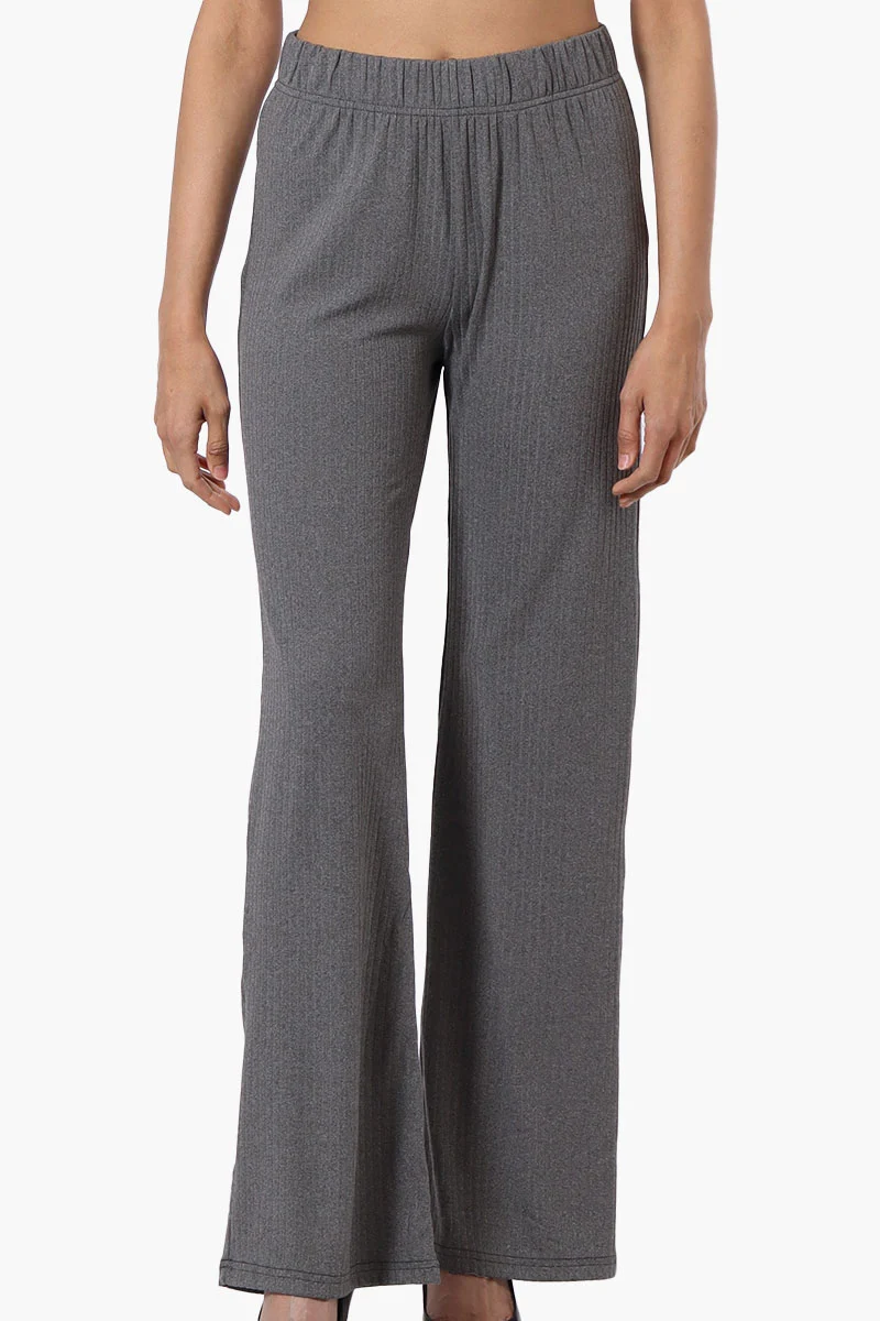 Ribbed Wide Leg Pants - Grey
