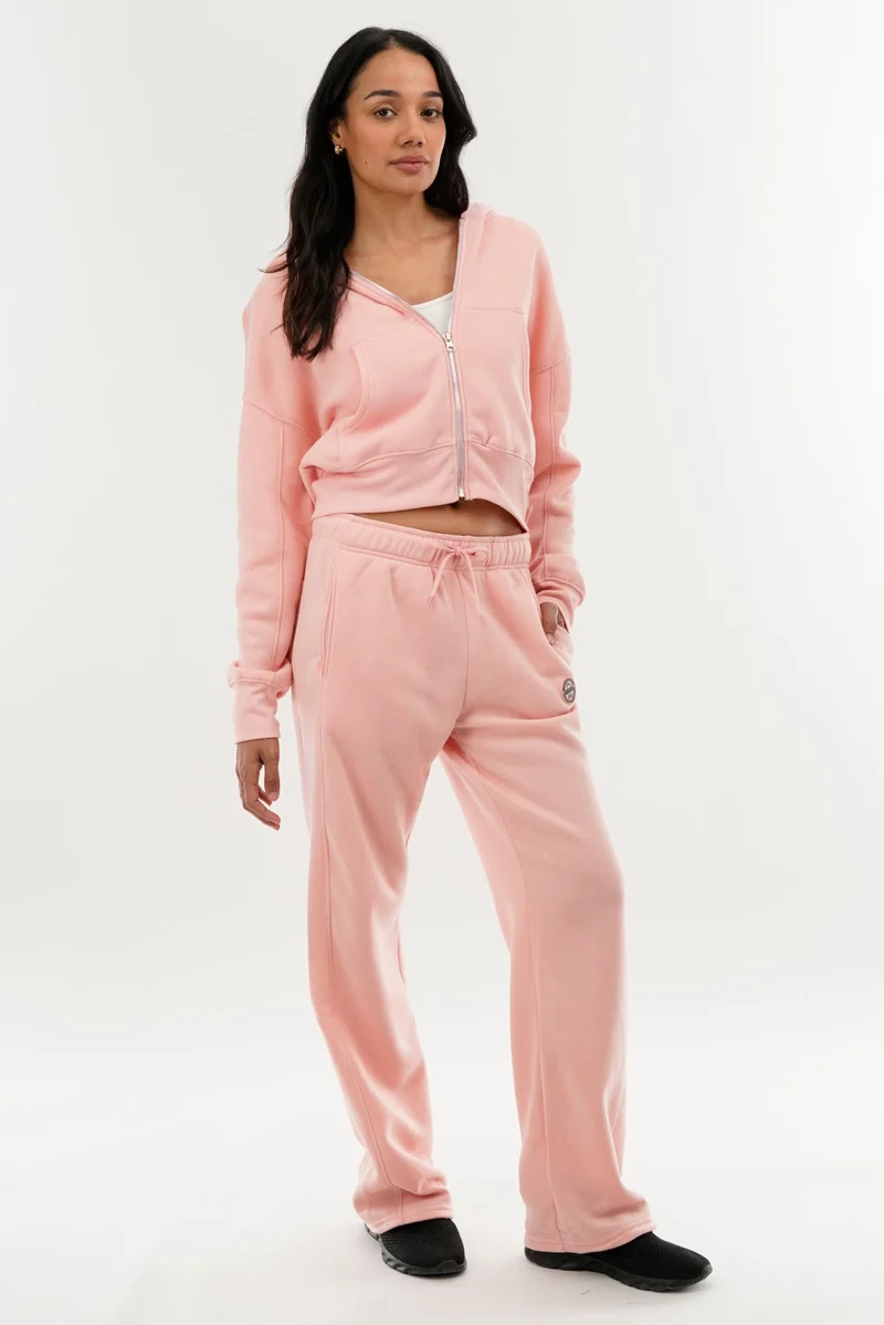 Cropped Zip Up Hoodie - Pink - Image 5