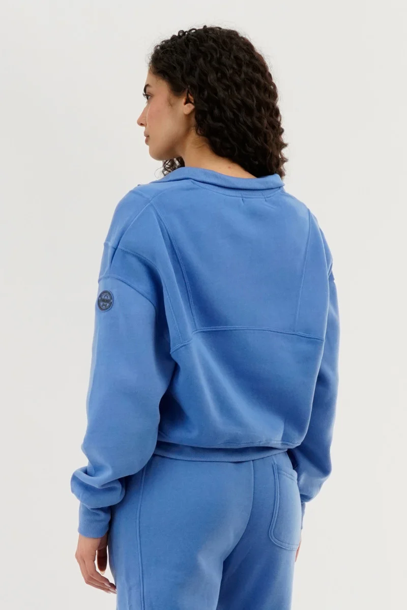 Half Zip Cropped Sweatshirt - Blue - Image 3