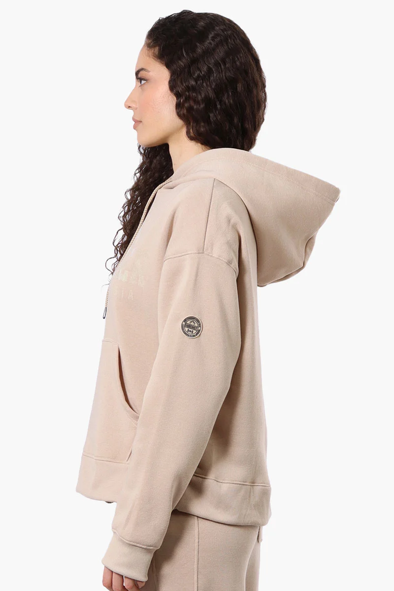 Oversized Whistler Print Hoodie - Beige - Image 2
