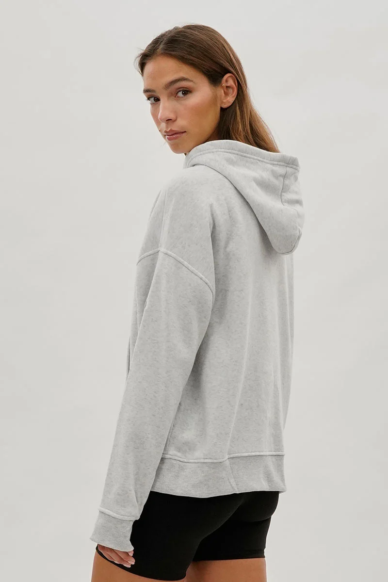 Drop Shoulder Pullover Hoodie - Grey - Image 3