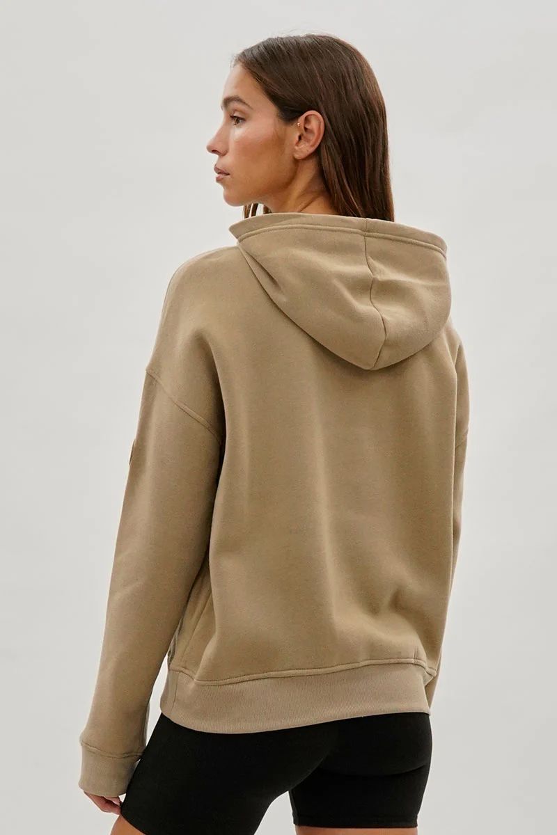 Drop Shoulder Pullover Hoodie - Camel - Image 3