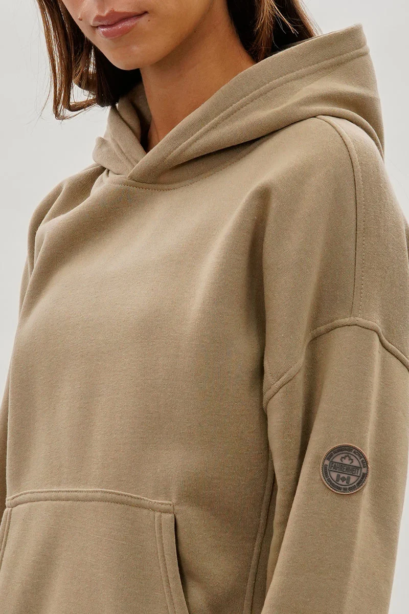 Drop Shoulder Pullover Hoodie - Camel - Image 4