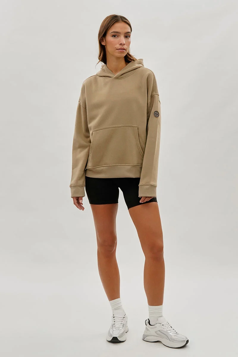 Drop Shoulder Pullover Hoodie - Camel - Image 5