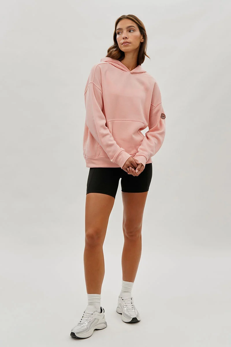 Drop Shoulder Pullover Hoodie - Pink - Image 5