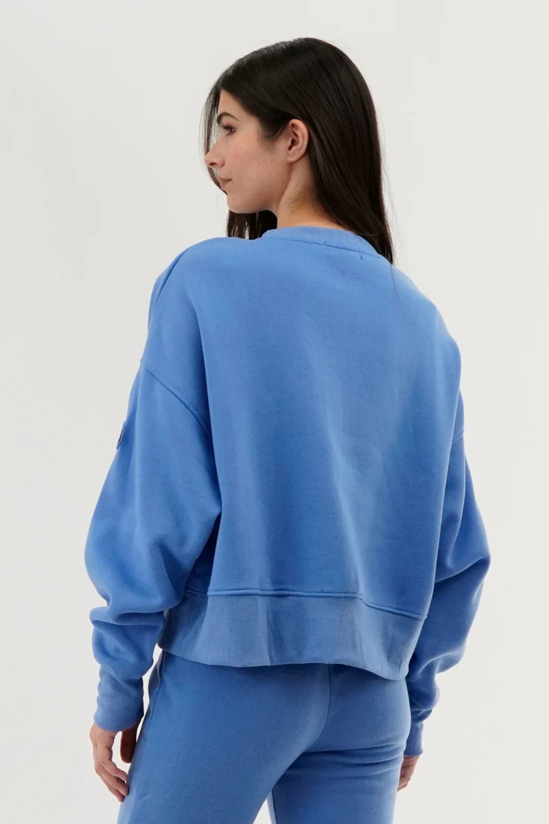 Drop Shoulder Crewneck Sweatshirt - Blue - Image 3