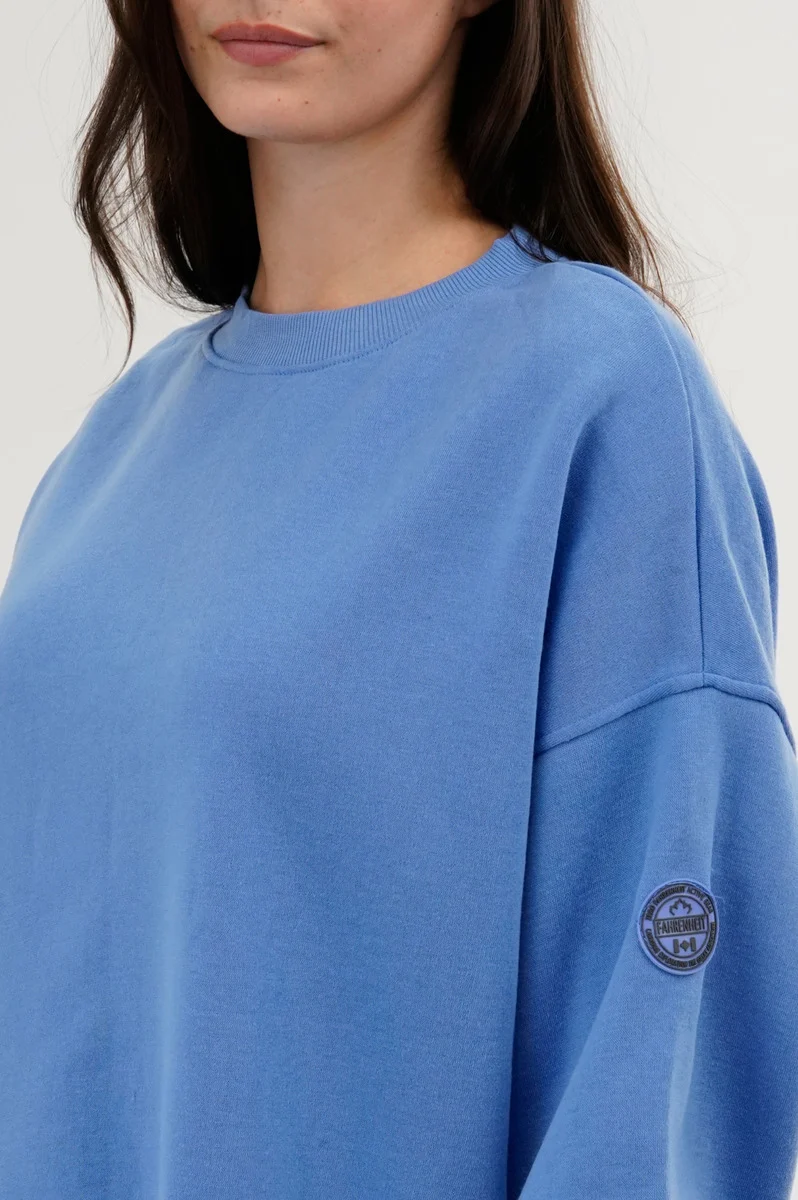 Drop Shoulder Crewneck Sweatshirt - Blue - Image 4