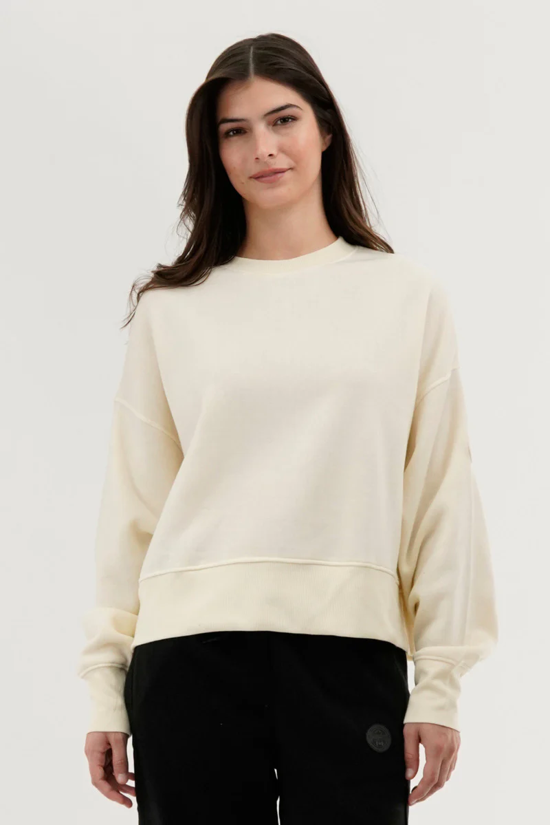 Drop Shoulder Crewneck Sweatshirt - Cream