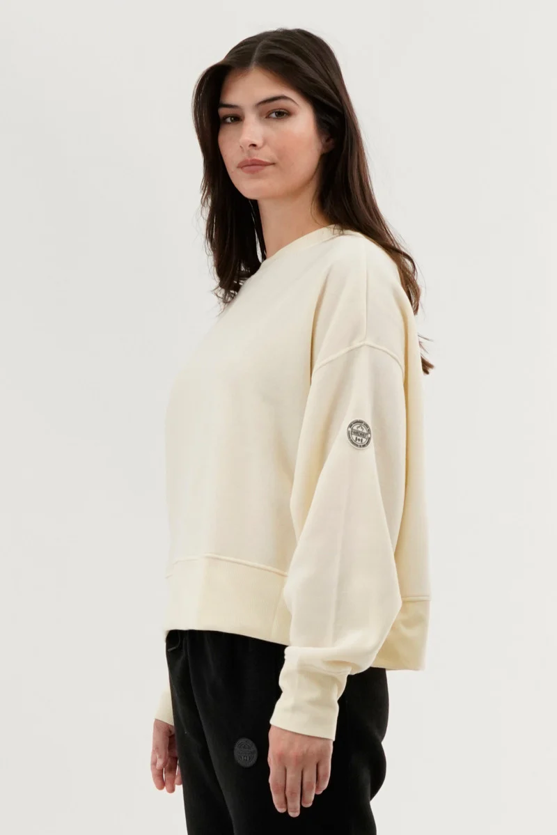 Drop Shoulder Crewneck Sweatshirt - Cream - Image 2