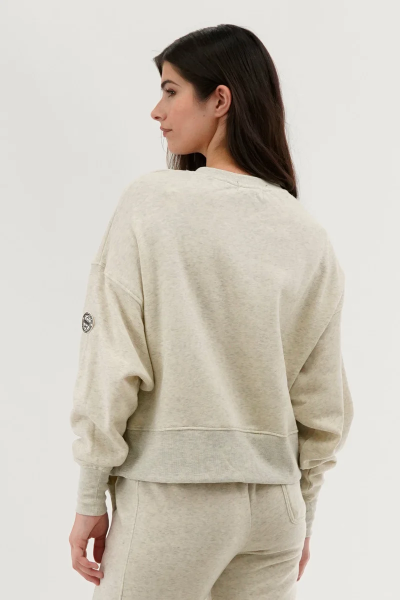 Drop Shoulder Crewneck Sweatshirt - Beige - Image 3
