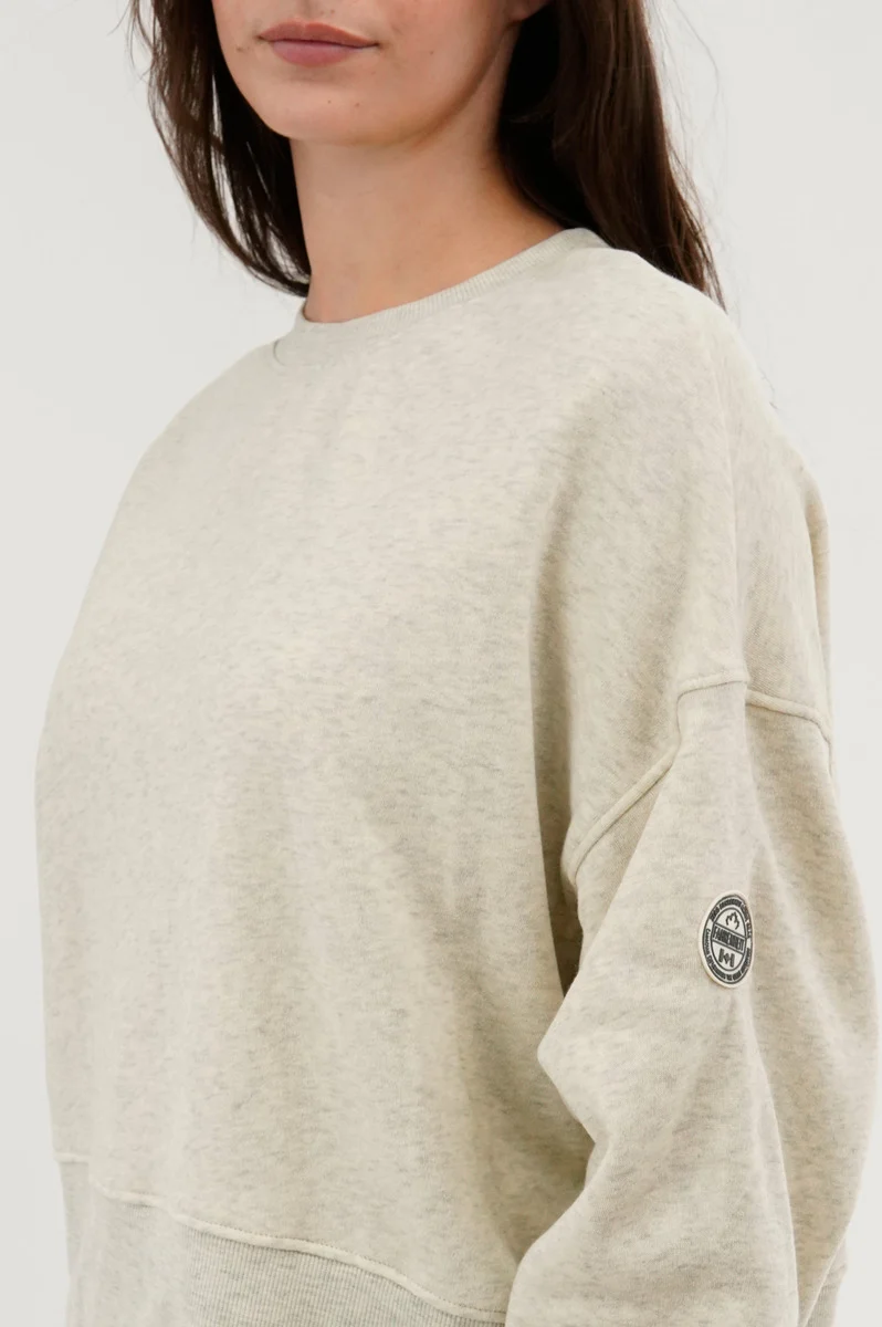 Drop Shoulder Crewneck Sweatshirt - Beige - Image 4