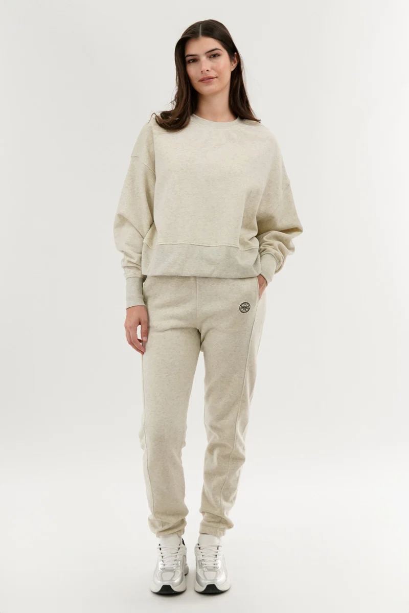 Drop Shoulder Crewneck Sweatshirt - Beige - Image 5