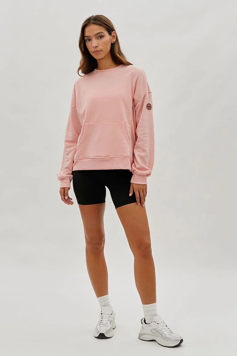 Drop Shoulder Kangaroo Pocket Sweatshirt - Pink - Image 5