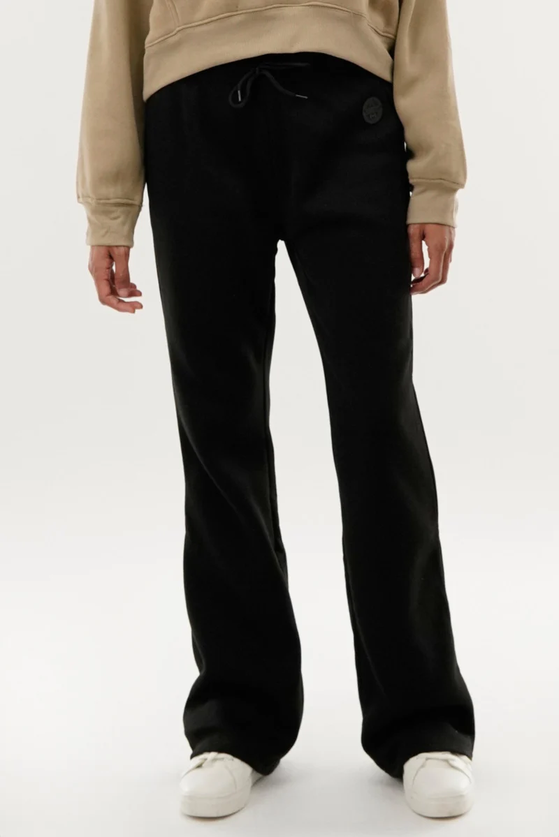 Fleece Wide Leg Sweatpants - Black