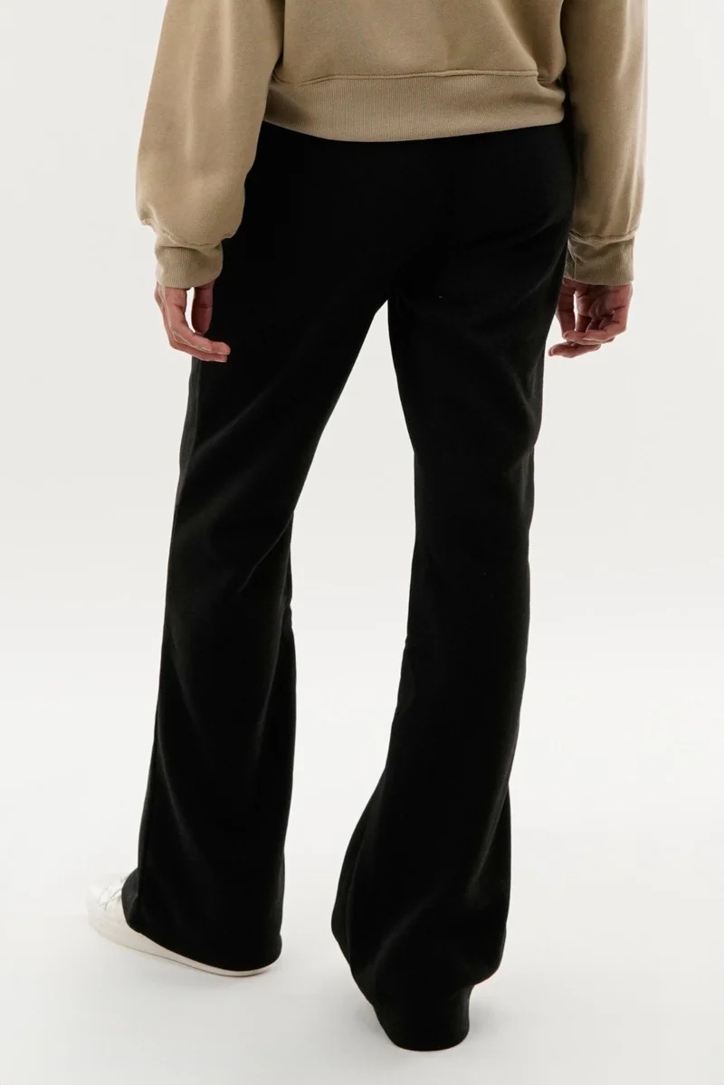Fleece Wide Leg Sweatpants - Black - Image 3