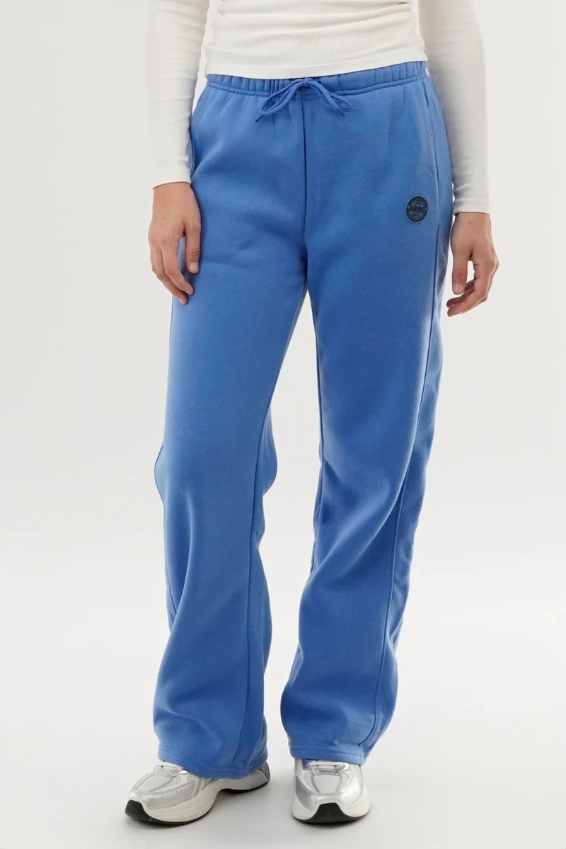 Wide Leg Fleece Sweatpants - Blue