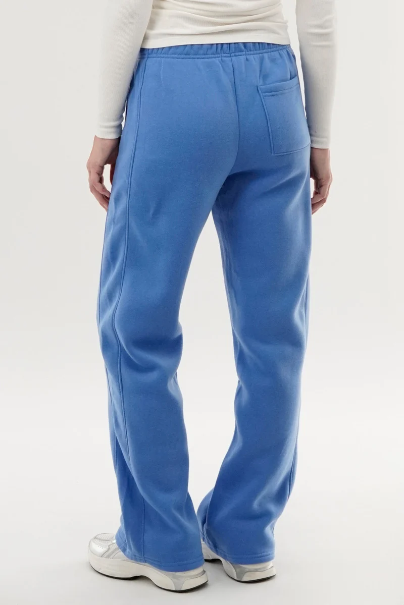 Wide Leg Fleece Sweatpants - Blue - Image 3