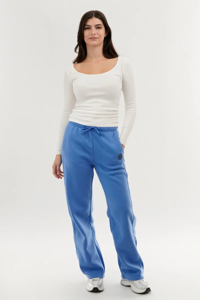 Wide Leg Fleece Sweatpants - Blue - Image 5