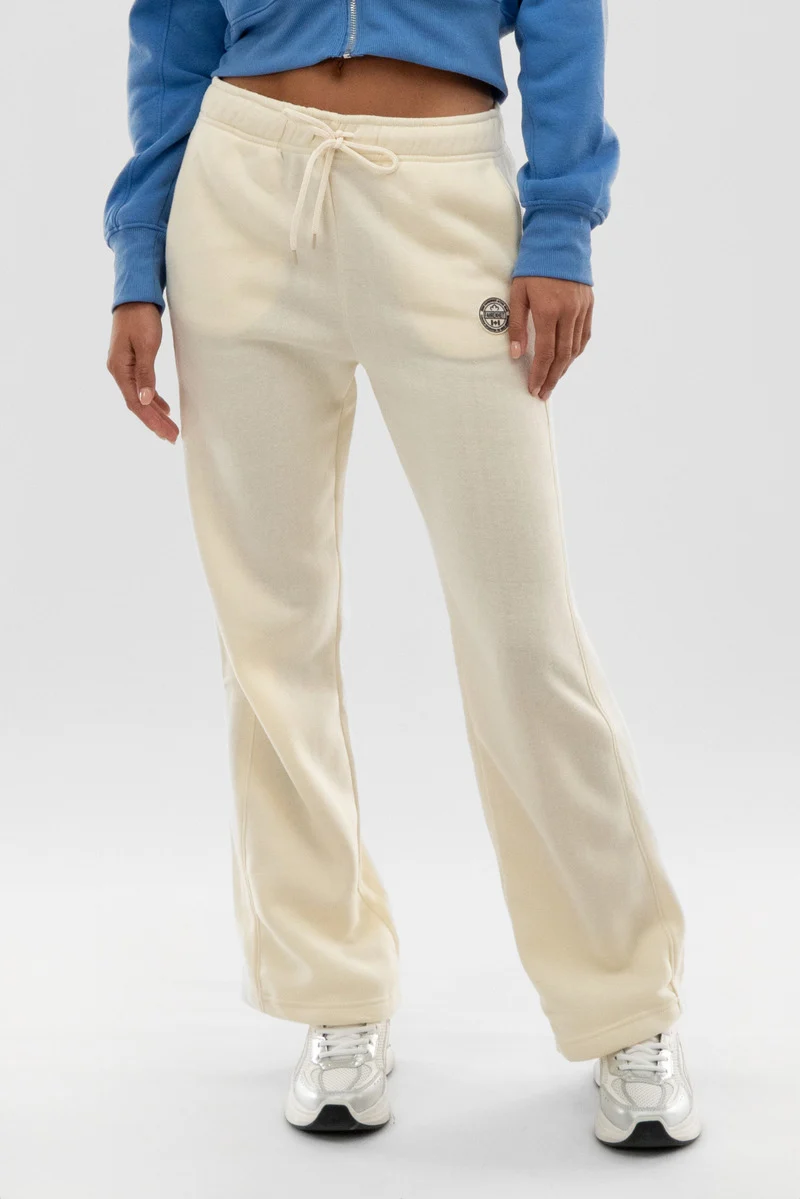 Wide Leg Fleece Sweatpants - Cream
