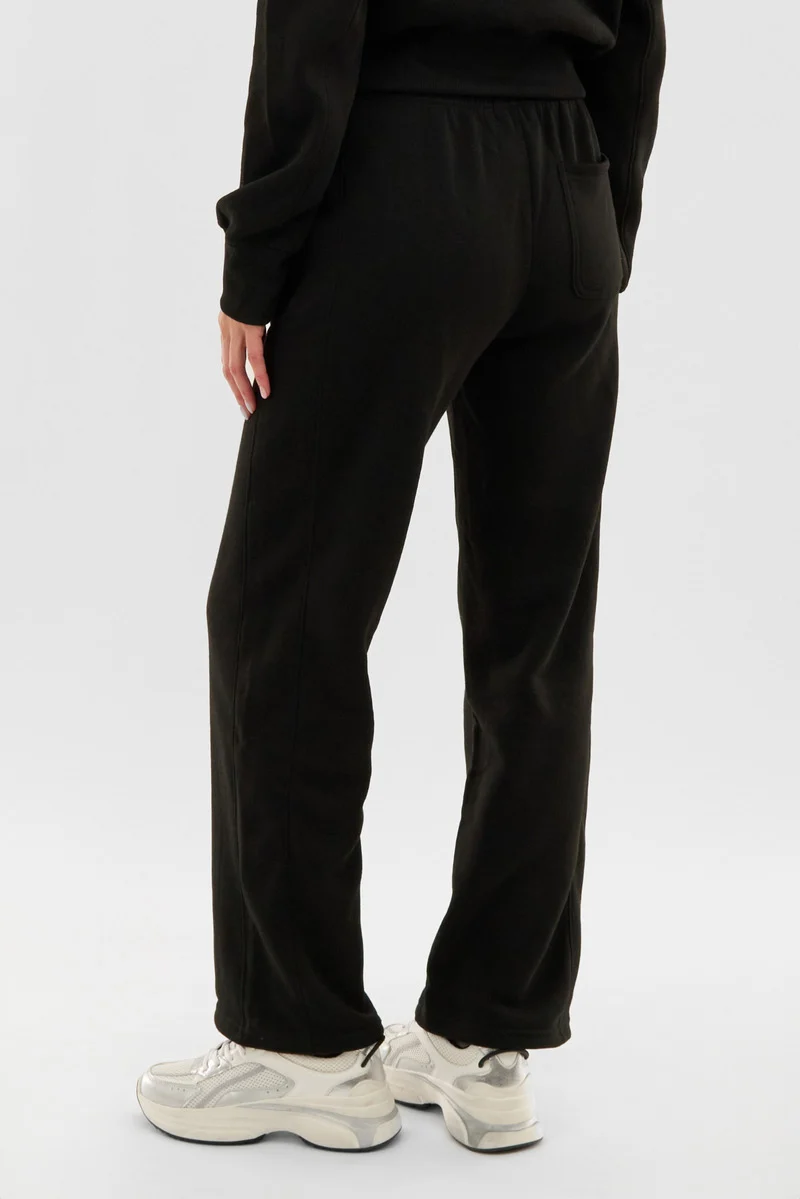 Classic Wide Leg Sweatpants - Black - Image 3