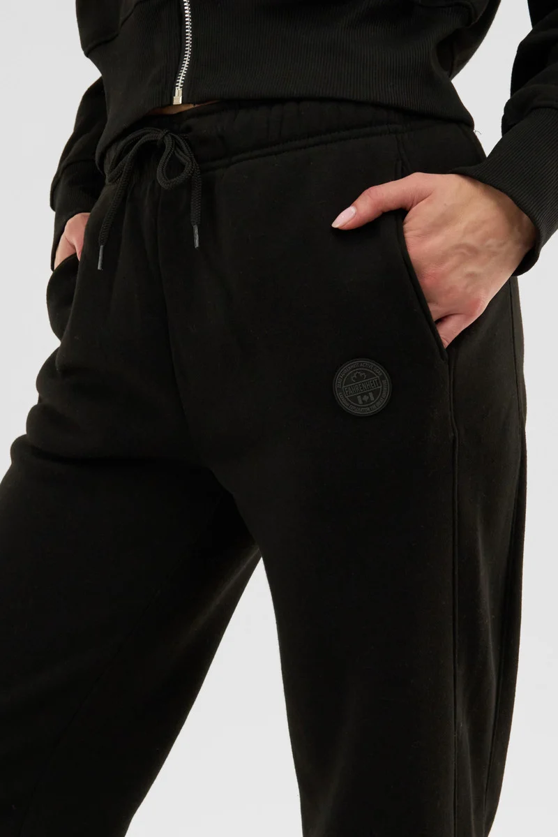 Classic Wide Leg Sweatpants - Black - Image 4