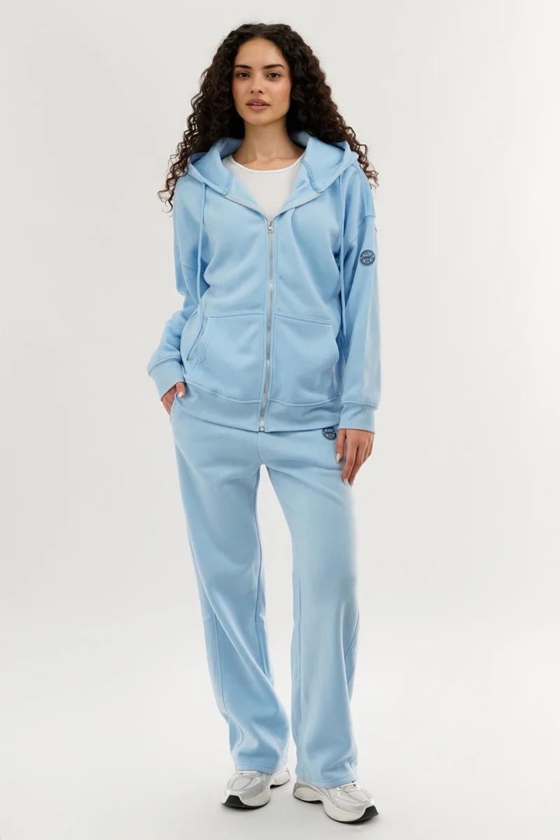 Classic Wide Leg Sweatpants - Aqua - Image 5