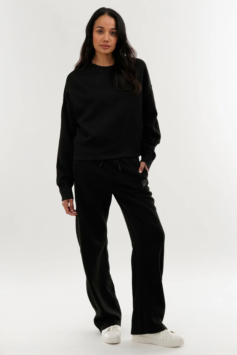 Classic Wide Leg Sweatpants - Black - Image 5