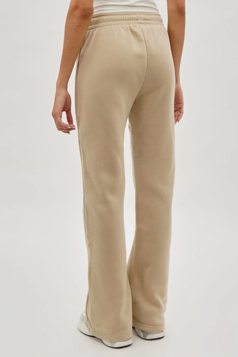 Wide Leg Drawstring Sweatpants - Beige - Image 3