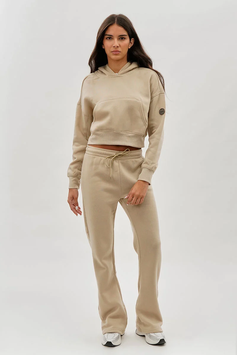 Wide Leg Drawstring Sweatpants - Beige - Image 5