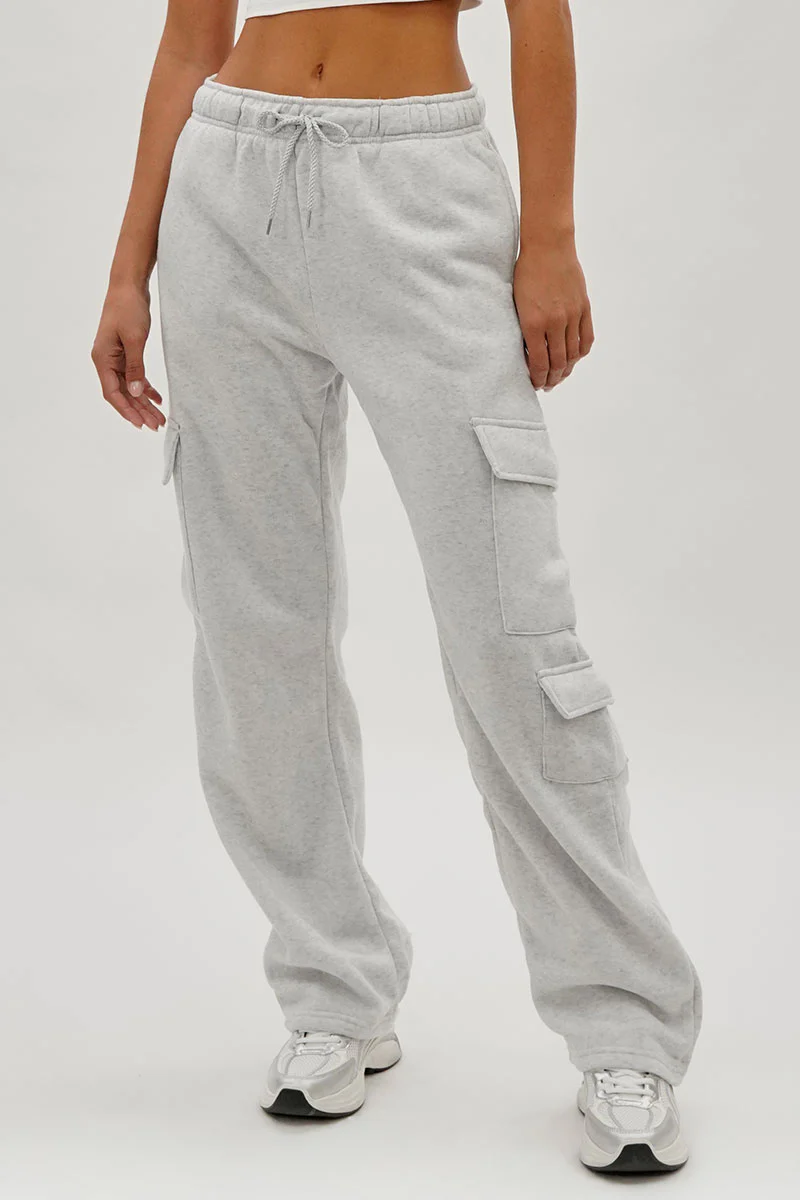 Drawstring Cargo Pocket Sweatpants - Stone