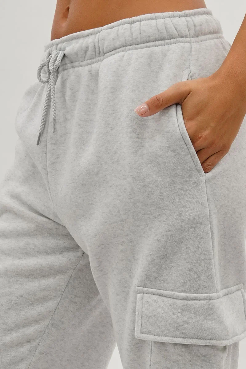 Drawstring Cargo Pocket Sweatpants - Stone - Image 4