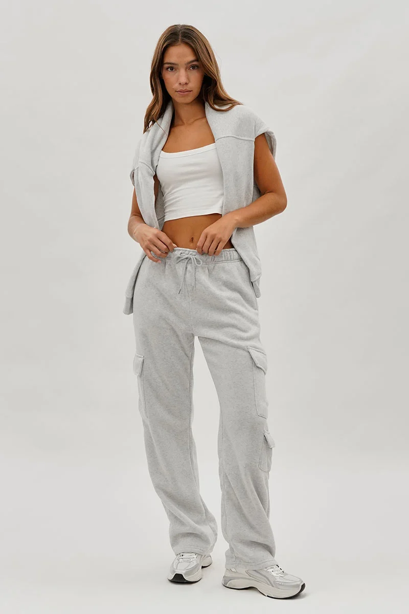 Drawstring Cargo Pocket Sweatpants - Stone - Image 5