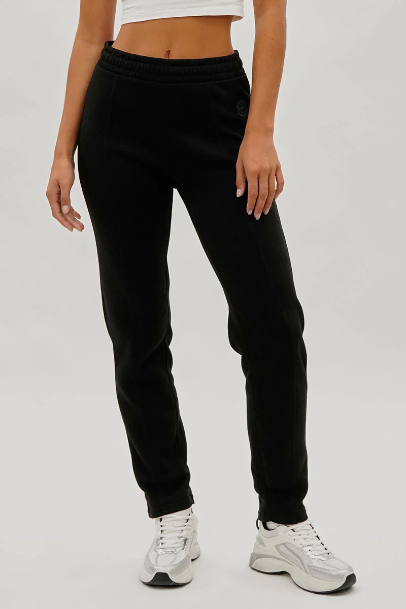 Fleece Straight Leg Jogger Sweatpants - Black