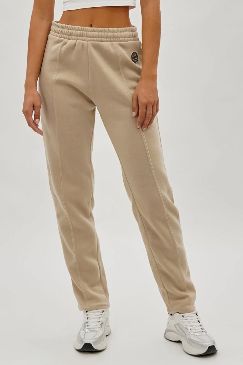 Fleece Straight Leg Jogger Sweatpants - Beige